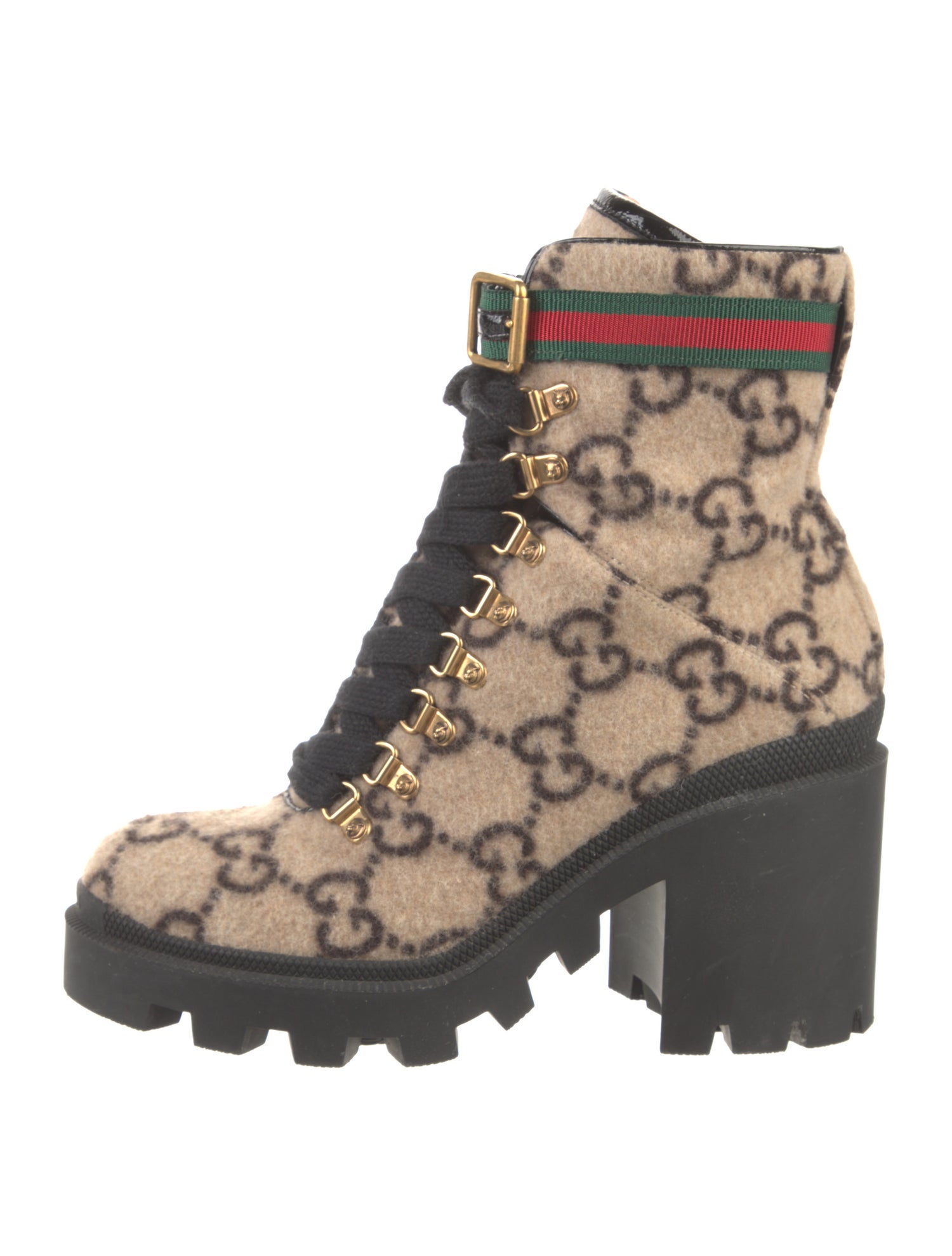 Gucci GG Logo Wool Combat Boots
