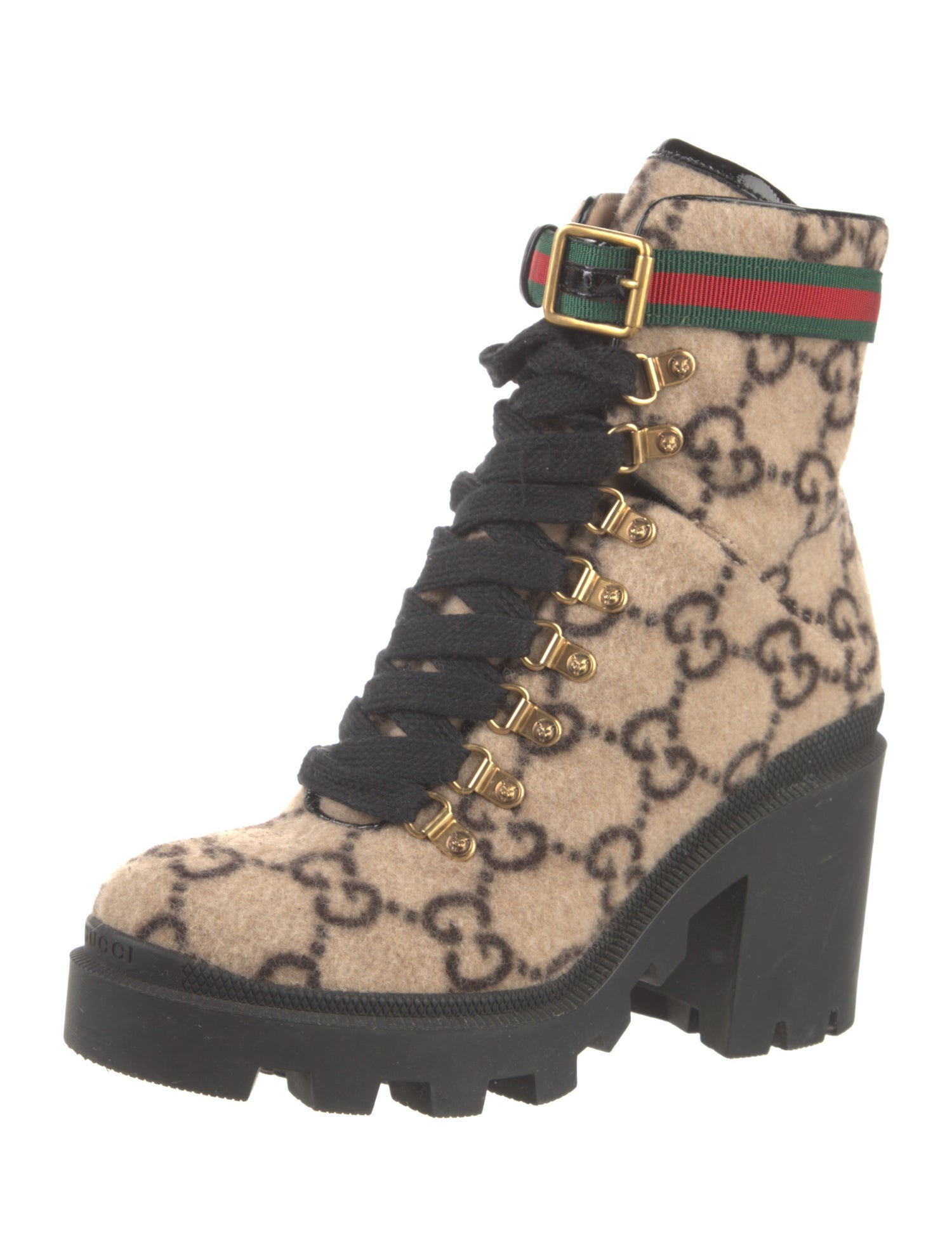 Gucci GG Logo Wool Combat Boots