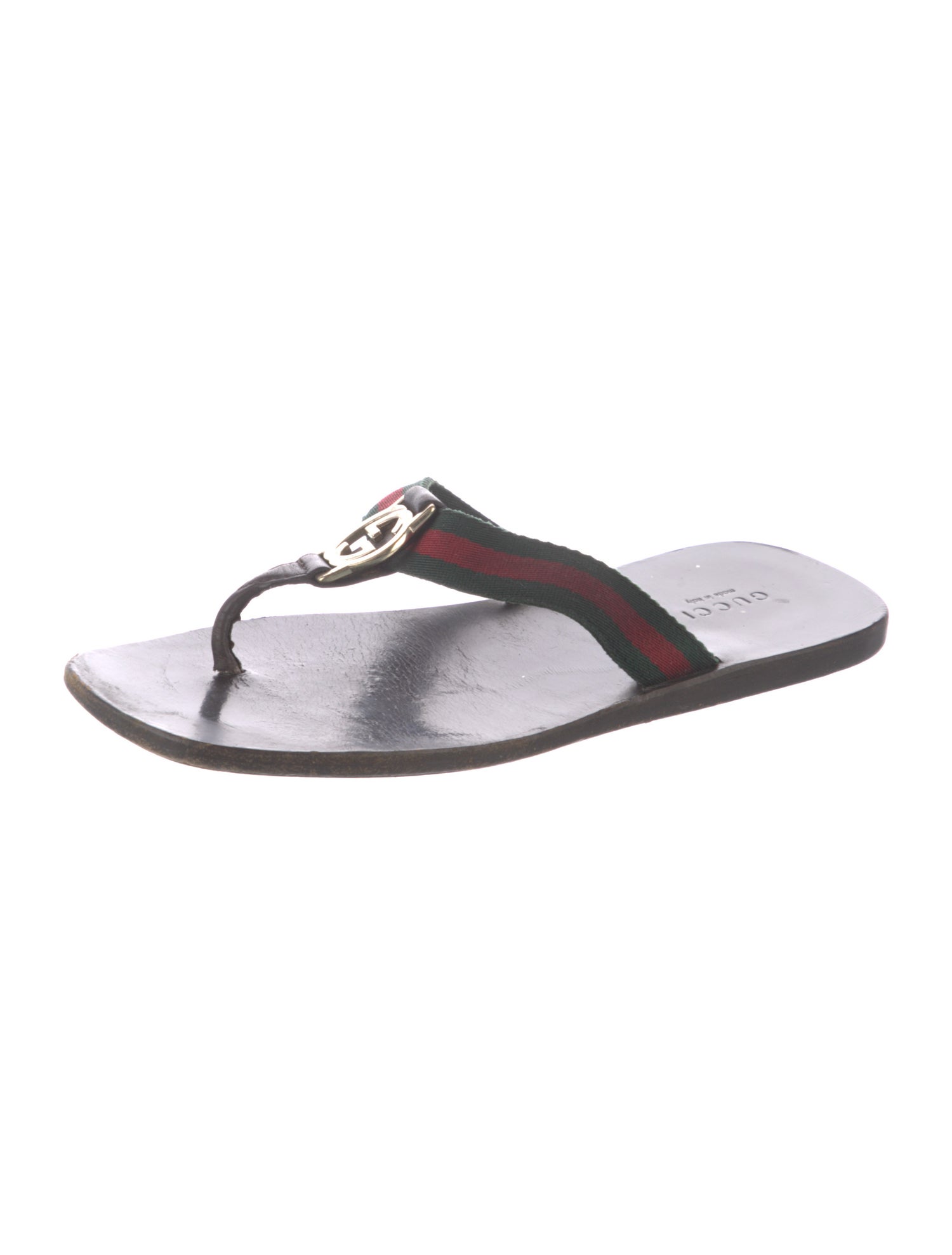 Gucci Web Accent Leather Slides