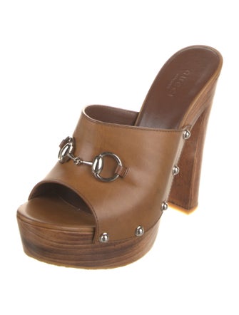 Gucci Horsebit Accent Leather Slides