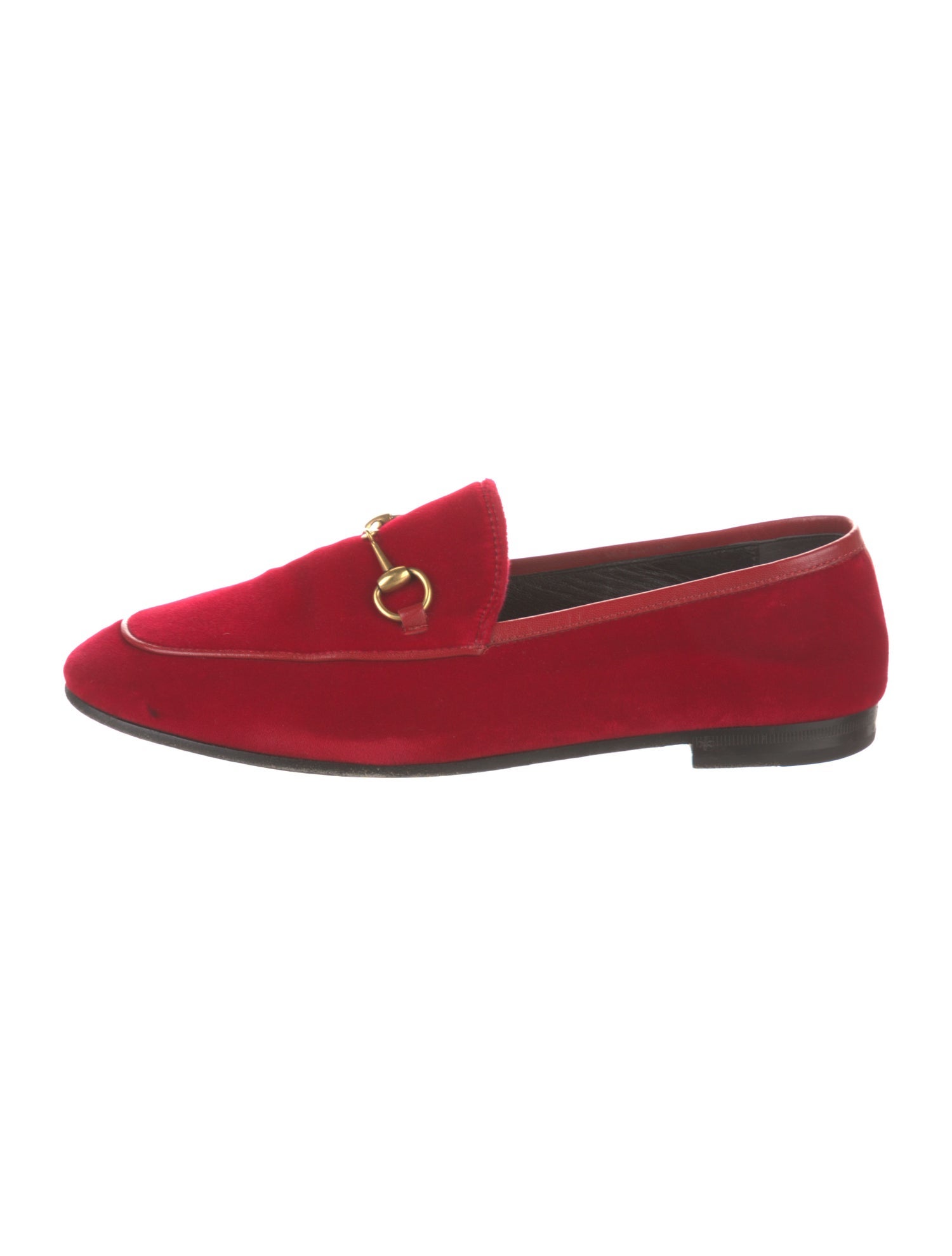 Gucci Velvet Leather Trim Embellishment Loafers