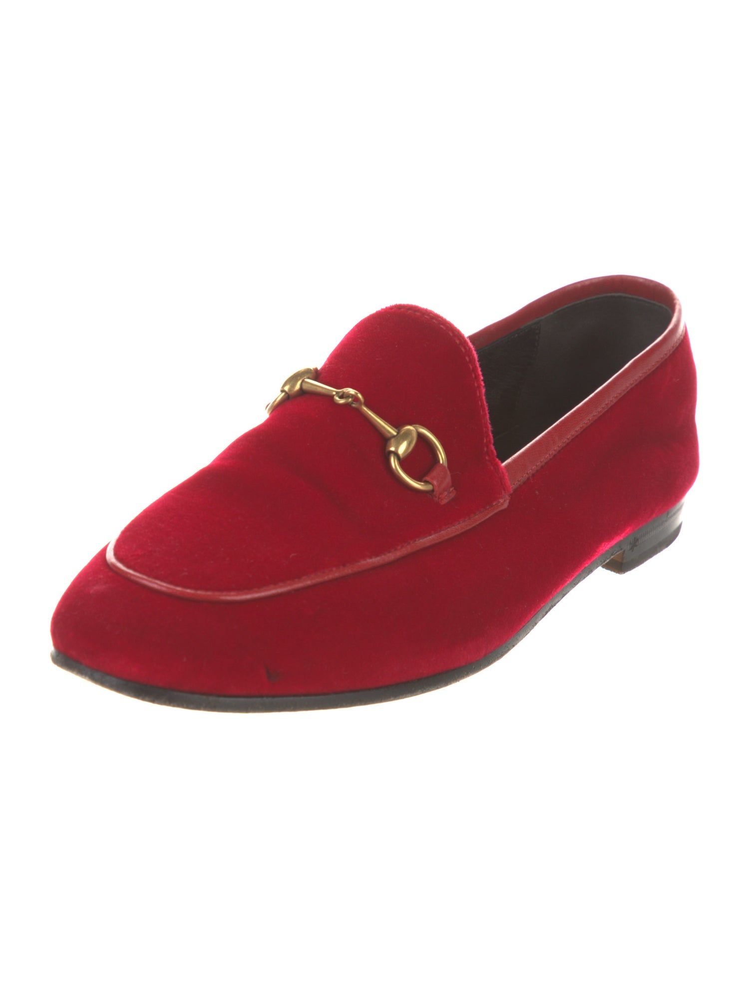 Gucci Velvet Leather Trim Embellishment Loafers