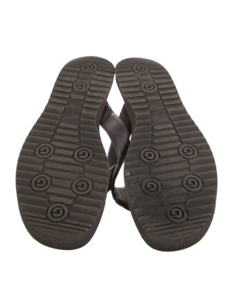 Gucci Web Accent Leather Flip Flops