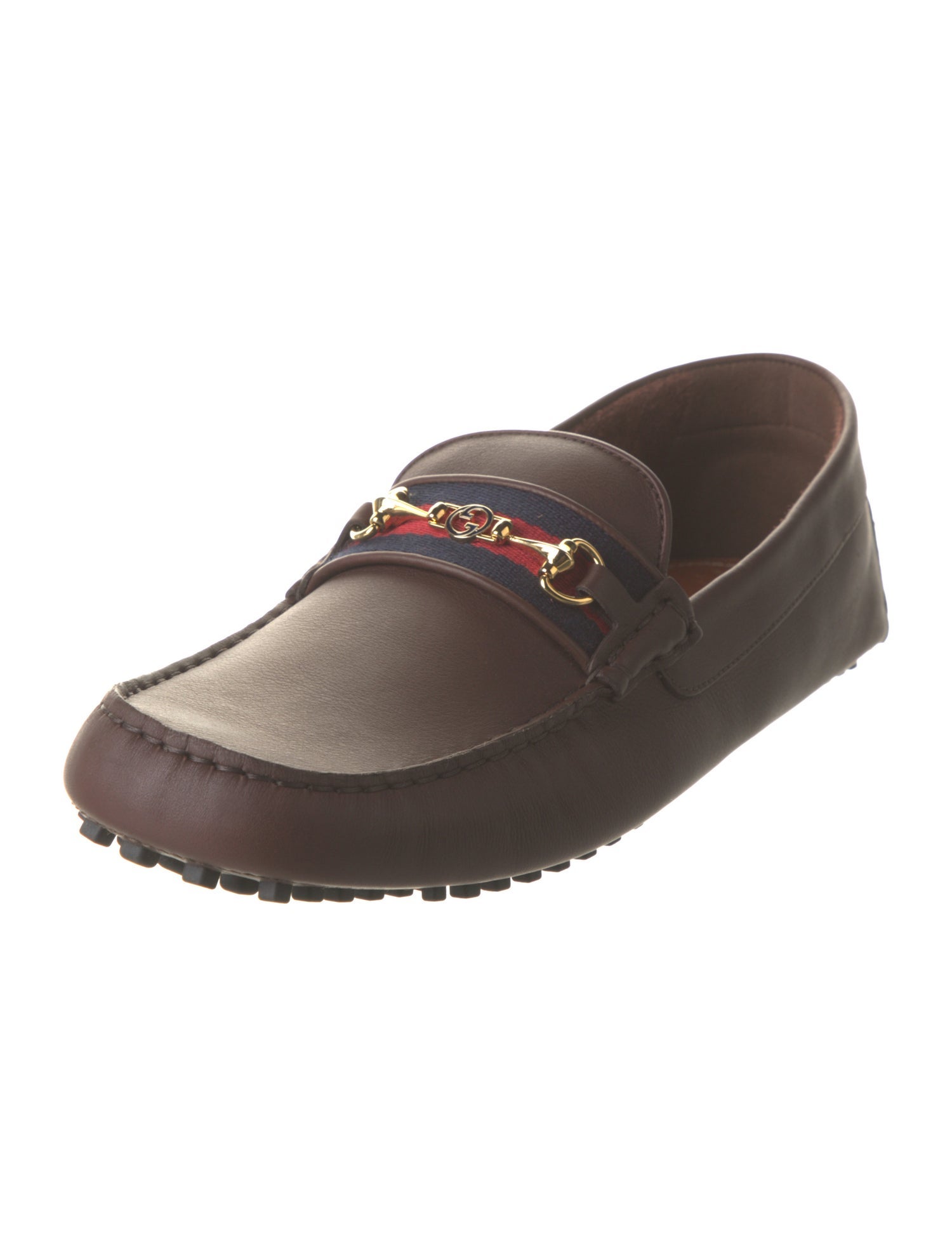 Gucci Sylvie Web Accent Leather Drivers