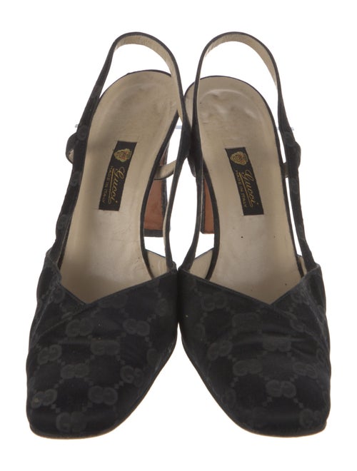 Gucci GG Logo Satin Slingback Pumps