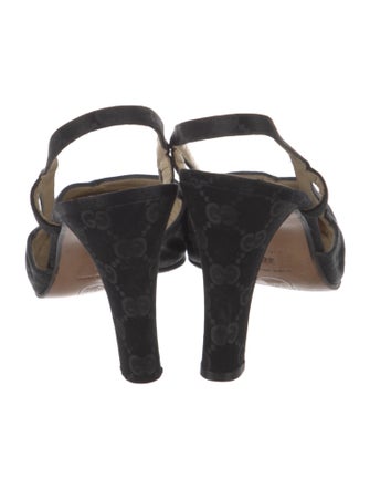 Gucci GG Logo Satin Slingback Pumps
