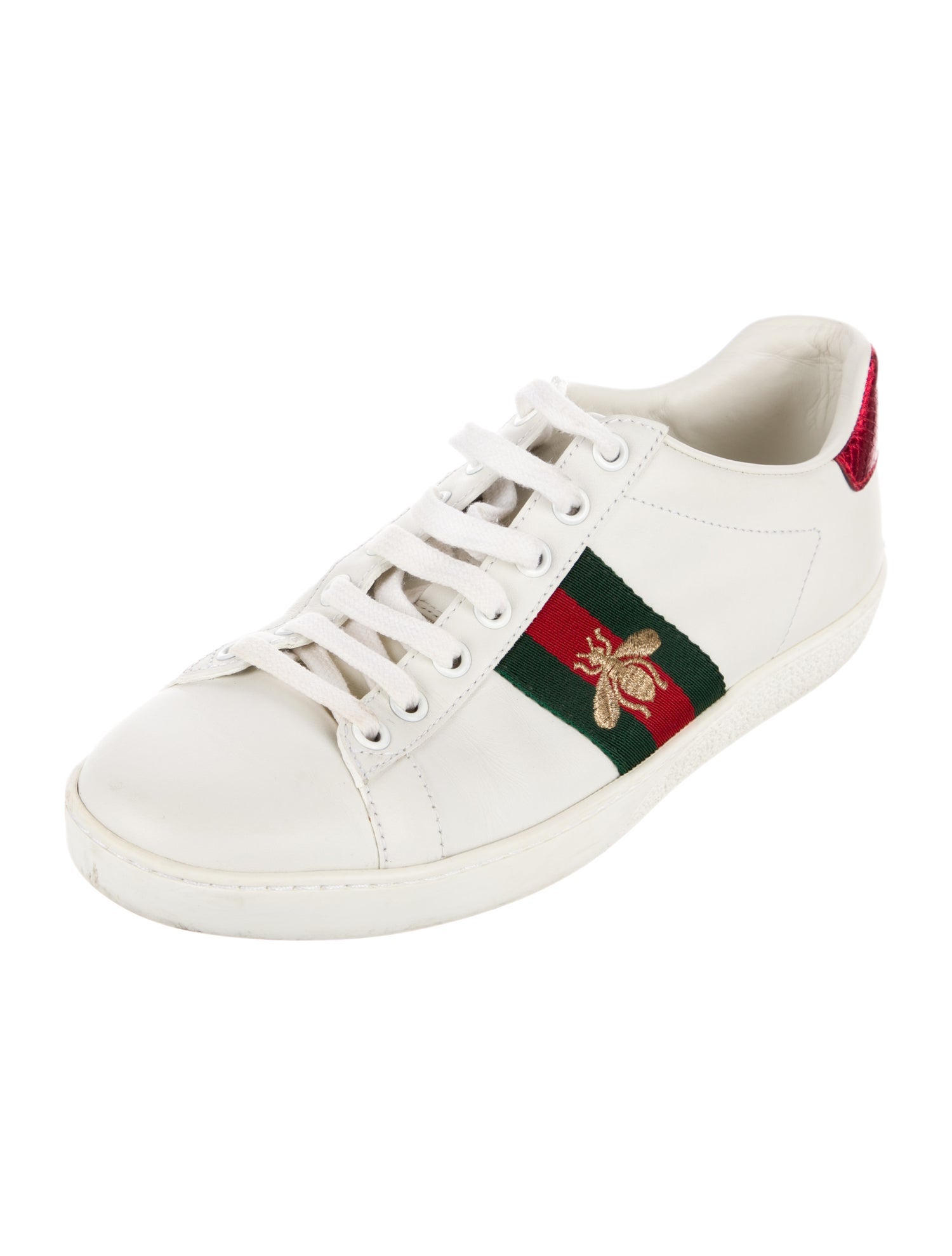 Gucci Web Accent Leather Sneakers