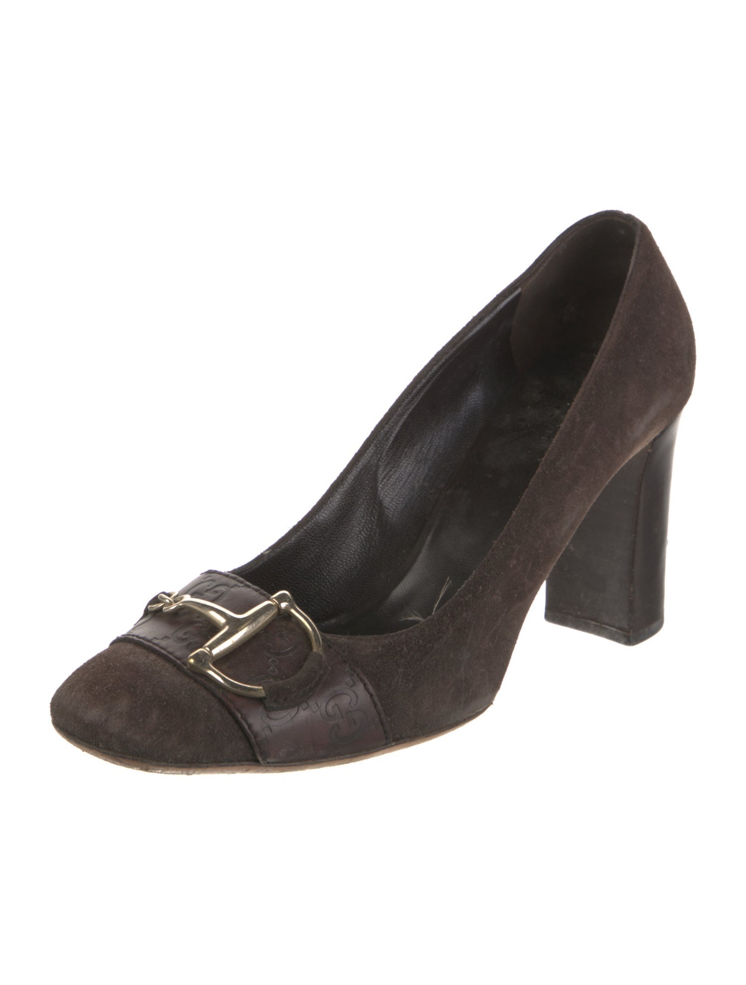 Gucci Horsebit Accent Suede Pumps