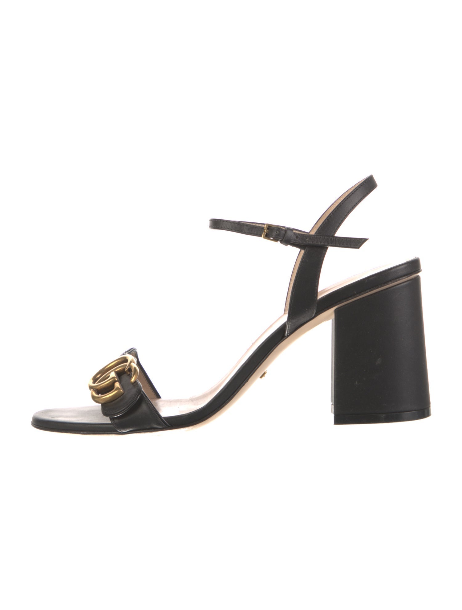 Gucci Double G Logo Leather Sandals