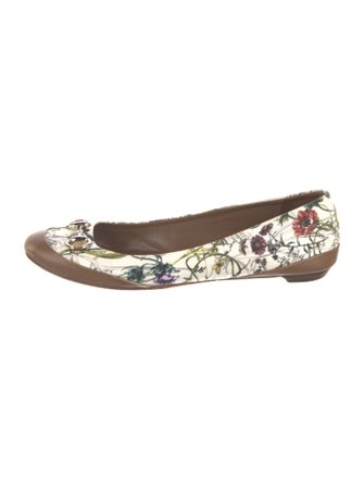 Gucci Flora Print Canvas Ballet Flats
