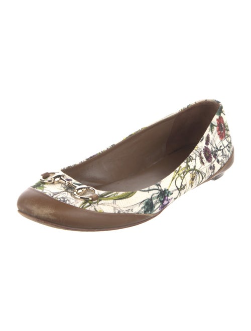 Gucci Flora Print Canvas Ballet Flats