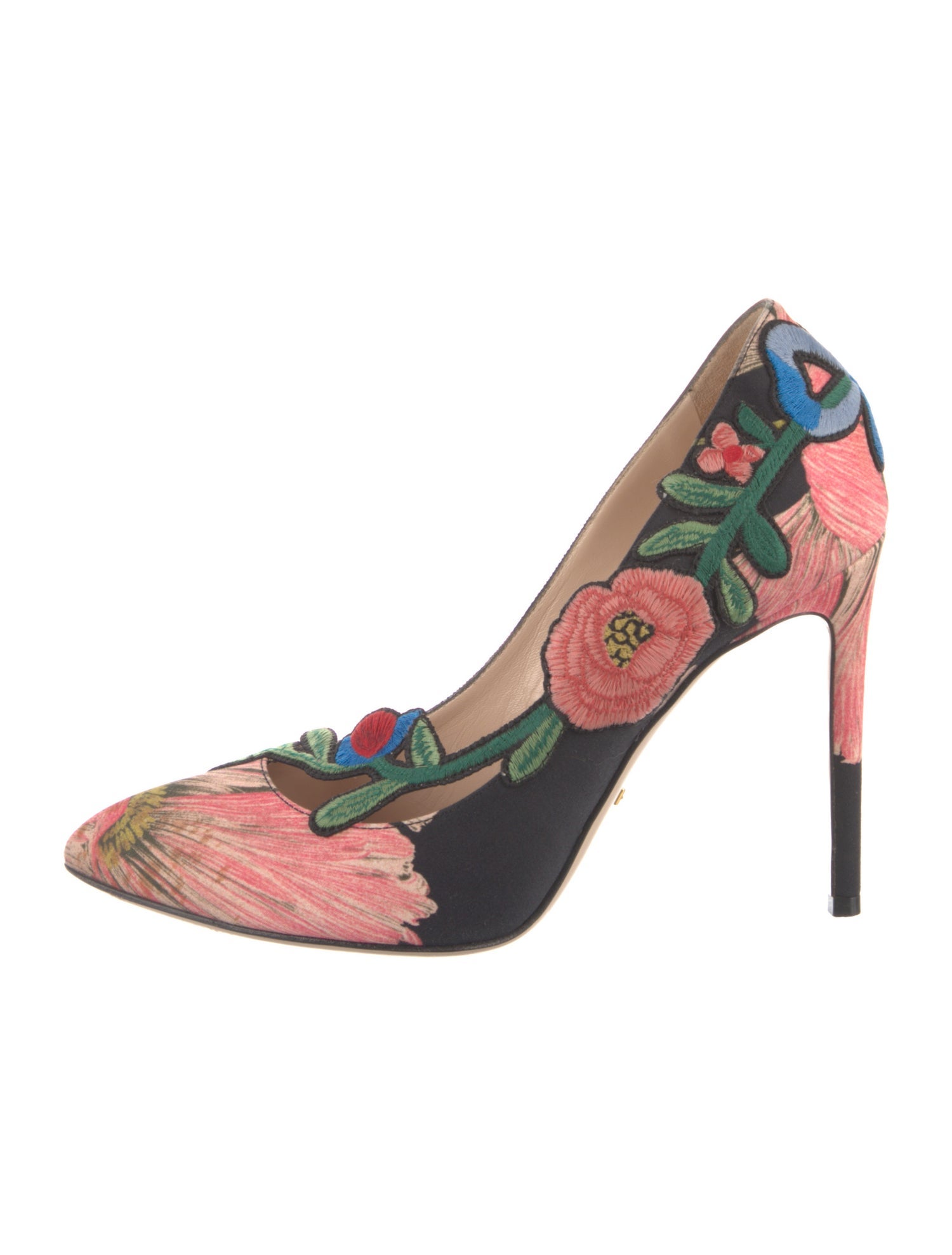 Gucci Floral Print Embroidered Accent Pumps