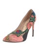 Gucci Floral Print Embroidered Accent Pumps