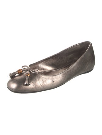 Gucci Bamboo Accent Leather Ballet Flats