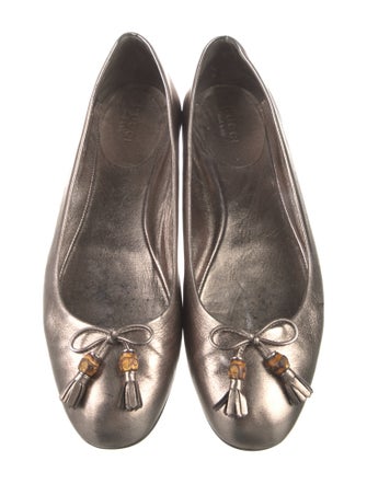 Gucci Bamboo Accent Leather Ballet Flats