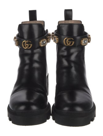 Gucci GG Crystal Leather Rain Boots