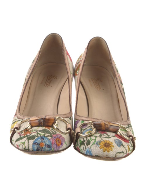 Gucci Flora Print Canvas Pumps