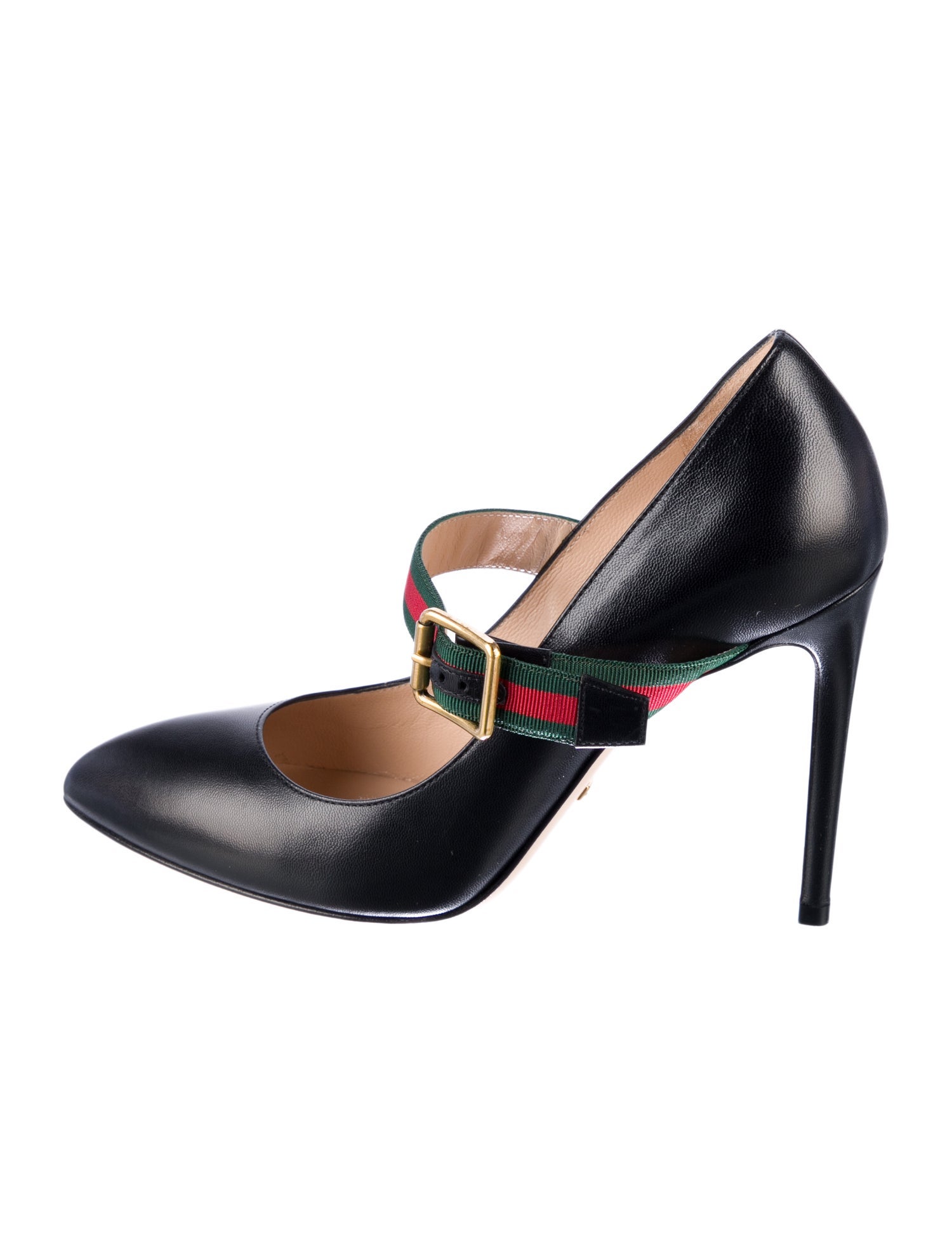 Gucci Web Accent Leather Pumps