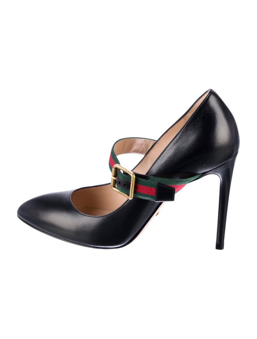 Gucci Web Accent Leather Pumps