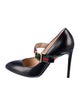 Gucci Web Accent Leather Pumps