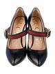 Gucci Web Accent Leather Pumps