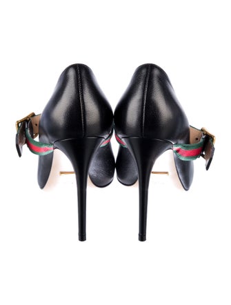 Gucci Web Accent Leather Pumps
