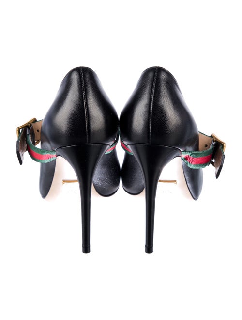 Gucci Web Accent Leather Pumps