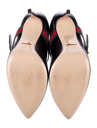 Gucci Web Accent Leather Pumps