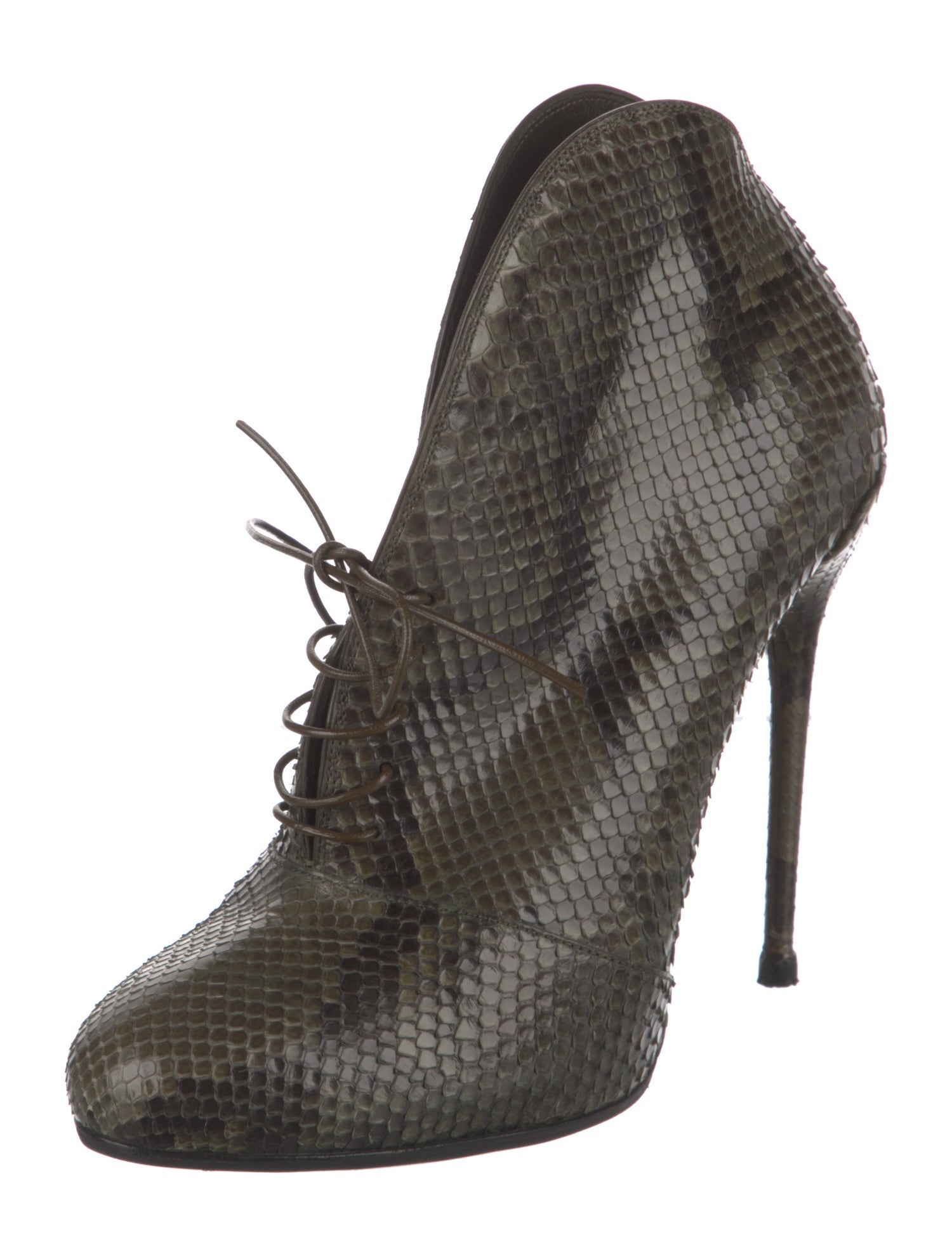 Gucci Snakeskin Animal Print Lace-Up Boots