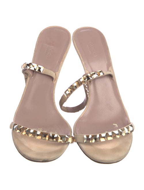Gucci Suede Crystal Embellishments Slingback Sandals