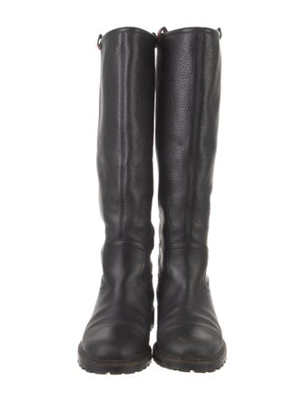 Gucci Web Accent Leather Riding Boots
