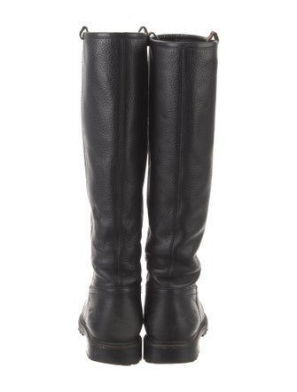 Gucci Web Accent Leather Riding Boots