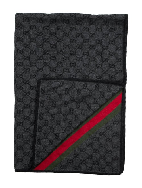 Gucci Angora Blend GG Web Throw Blanket