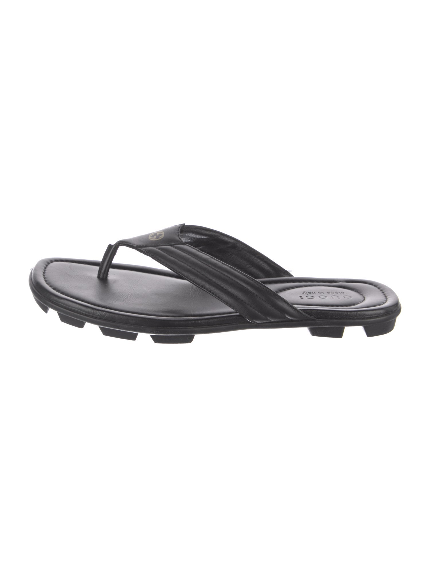 Gucci Interlocking G Logo Leather Flip Flops