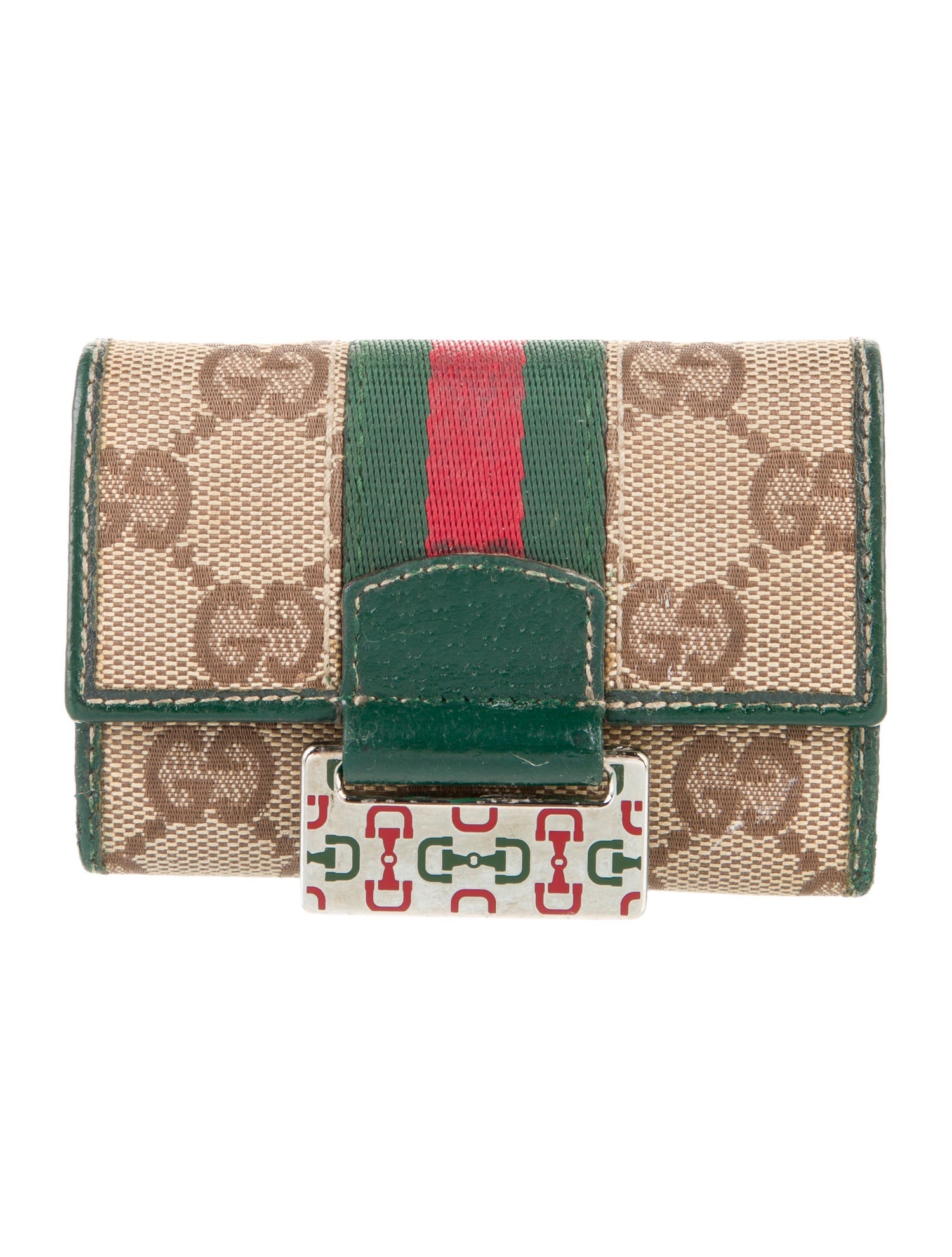 Gucci GG Canvas Leather-Trimmed Key Holder