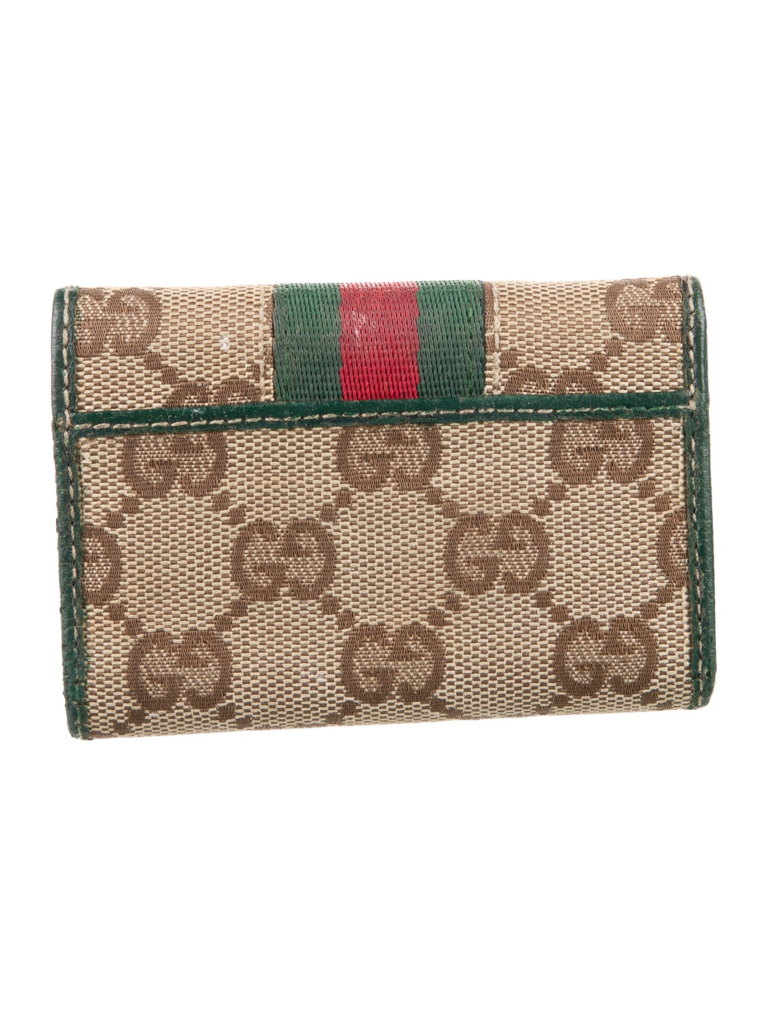 Gucci GG Canvas Leather-Trimmed Key Holder