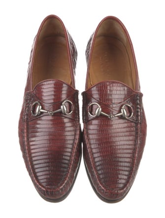 Gucci Horsebit Accent Ostrich Loafers