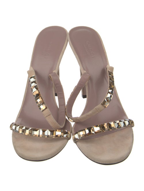 Gucci Suede Crystal Embellishments Slides