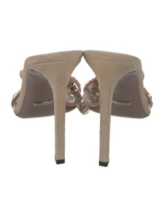 Gucci Suede Crystal Embellishments Slides