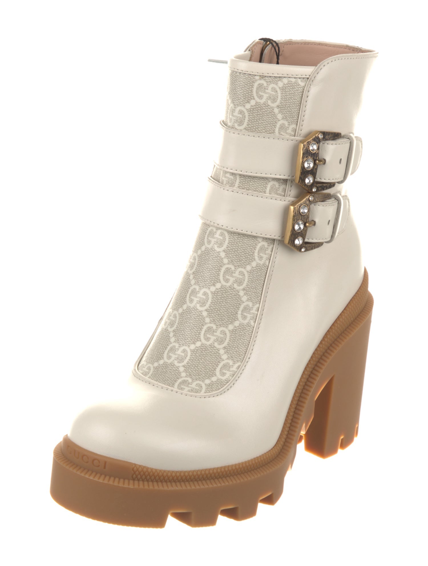 Gucci GG Supreme Leather Combat Boots