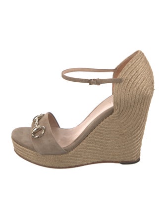 Gucci Horsebit Accent Suede Espadrilles