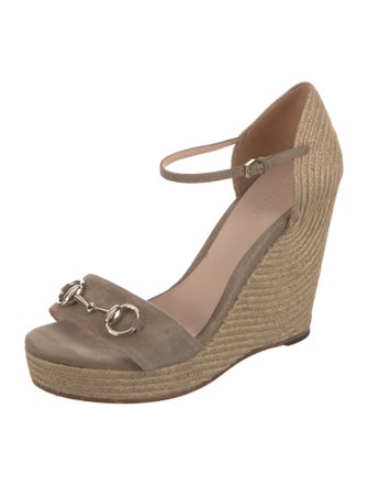 Gucci Horsebit Accent Suede Espadrilles