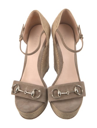 Gucci Horsebit Accent Suede Espadrilles