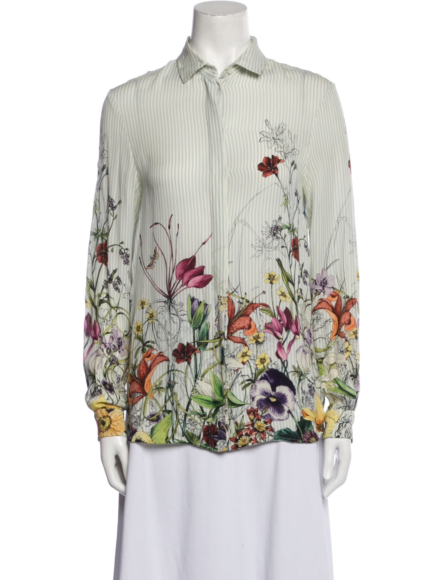 Gucci Floral Print Long Sleeve Button-Up Top