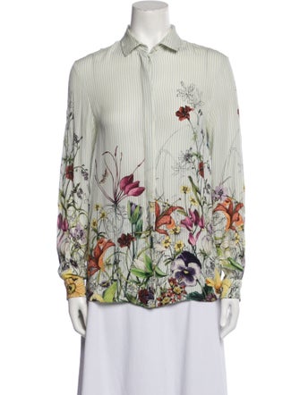 Gucci Floral Print Long Sleeve Button-Up Top
