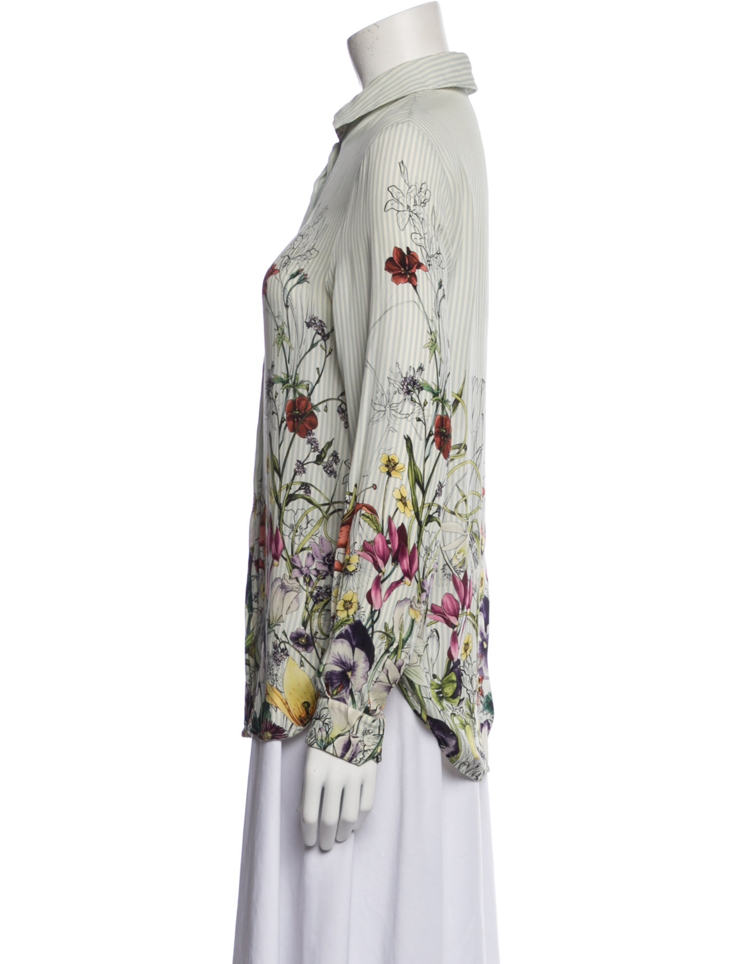 Gucci Floral Print Long Sleeve Button-Up Top