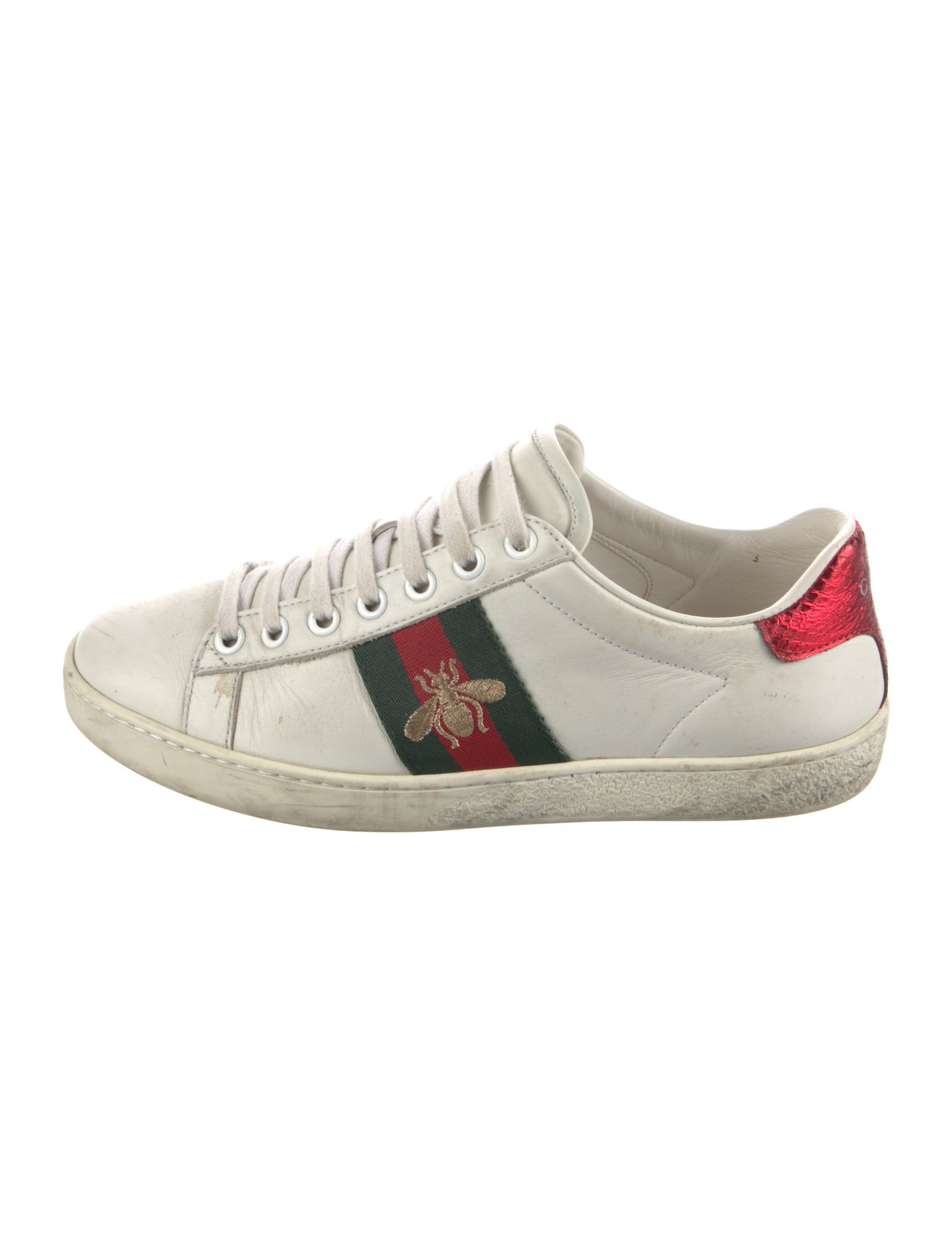 Gucci Web Accent Leather Sneakers