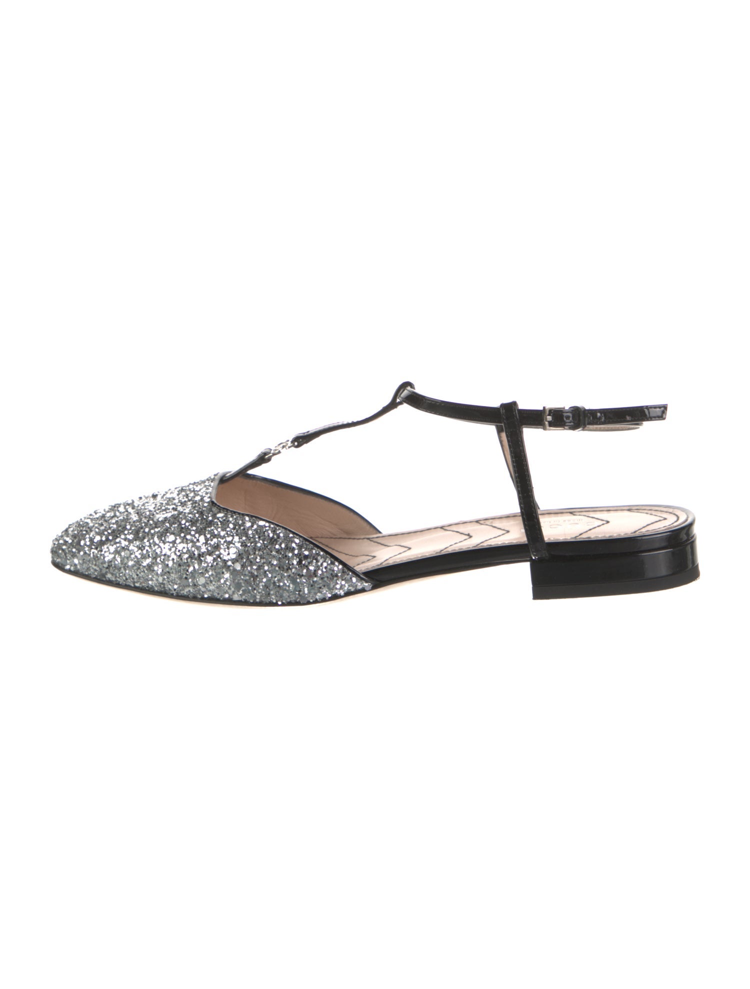 Gucci Double G Logo Glitter Slingback Flats