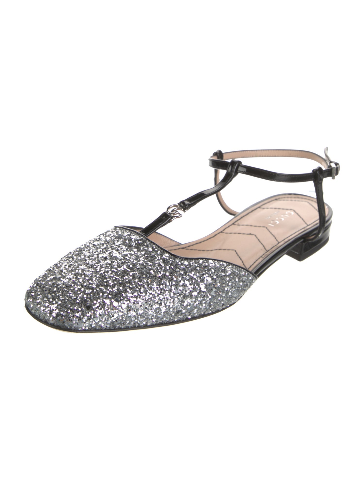 Gucci Double G Logo Glitter Slingback Flats