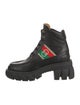 Gucci Web Accent Leather Combat Boots